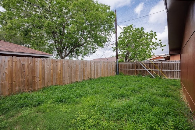 view of yard with a fenced backyard