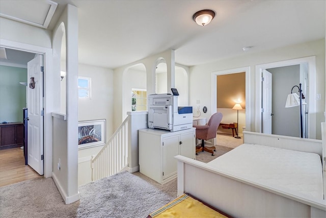 bedroom featuring light hardwood / wood-style flooring