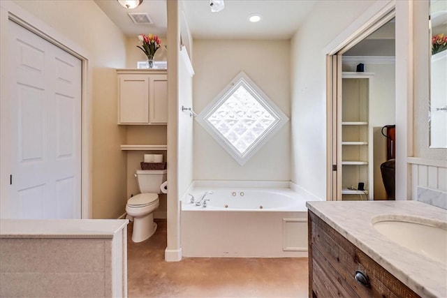 403 Marina Dr, Port Aransas, TX 78373 - full bath featuring a whirlpool tub, toilet, and vanity