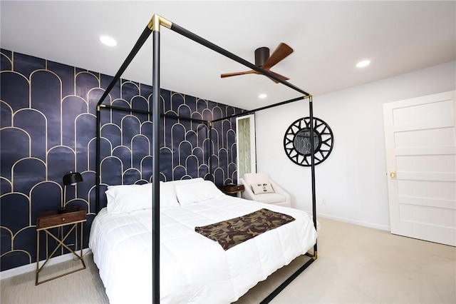 225 Chenoweth Dr, Corpus Christi, TX 78404 - bedroom with carpet, recessed lighting, baseboards, and ceiling fan