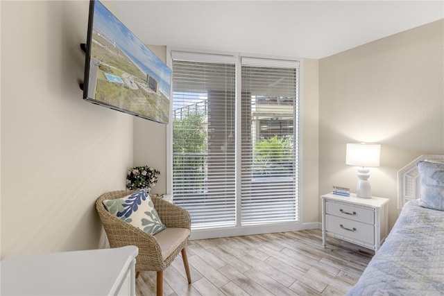 bedroom featuring light wood-type flooring