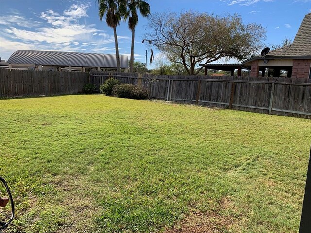 view of yard featuring a fenced backyard