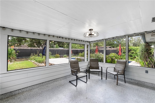 view of unfurnished sunroom