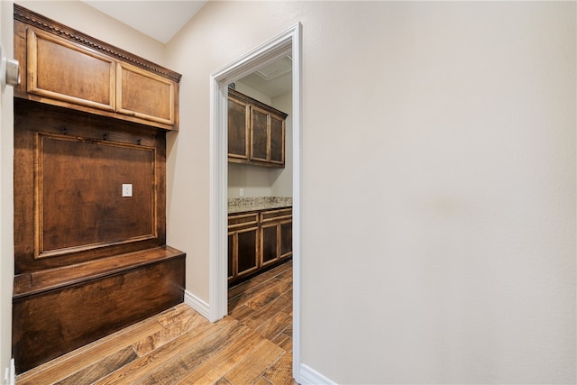 mudroom featuring light hardwood / wood-style flooring