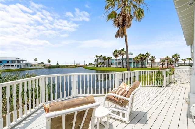 4820 Sanibel Ln, Port Aransas, TX 78373 - wooden deck with a water view and a residential view