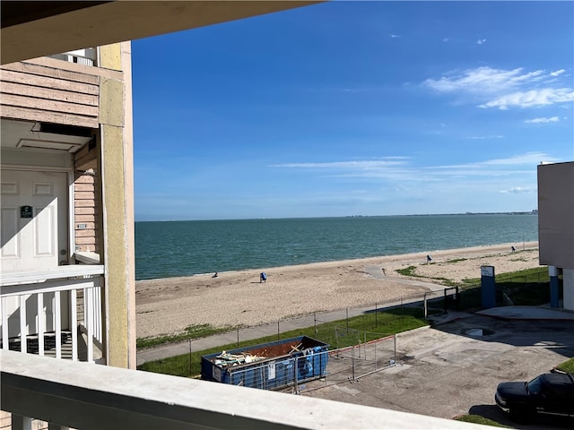 view of water feature featuring a beach view