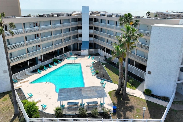 view of swimming pool with a patio area