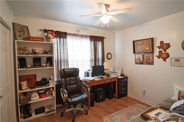 905 E Randall St, Beeville, TX 78102 - tiled office space with a ceiling fan