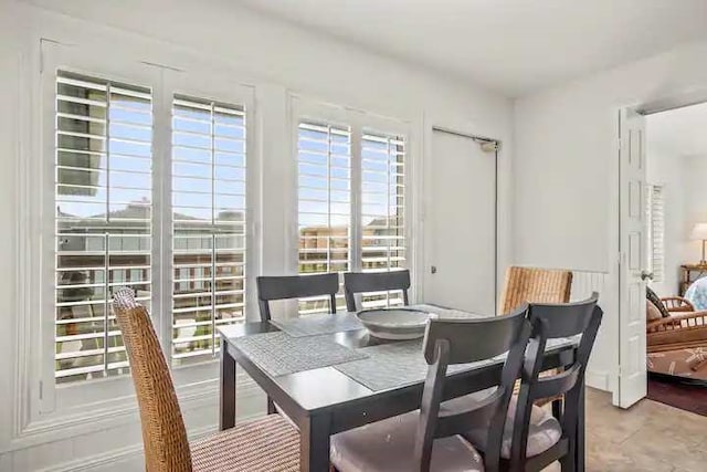 tiled dining space featuring a healthy amount of sunlight