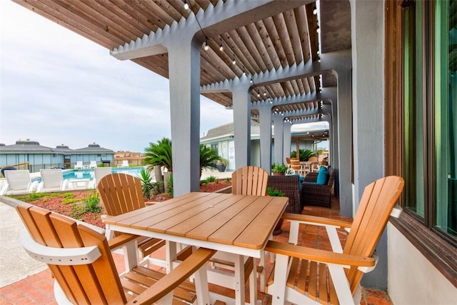 view of patio featuring a pergola