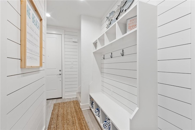 mudroom featuring light wood-type flooring