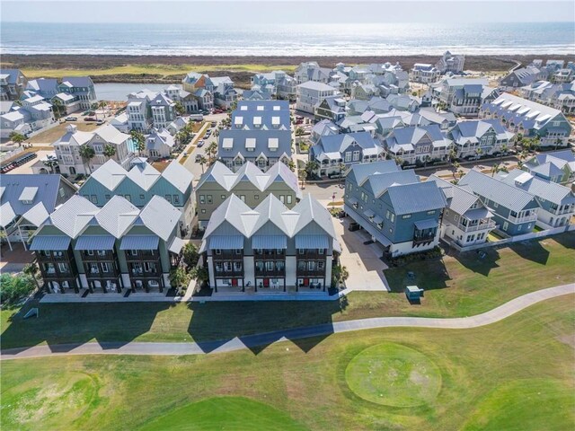 aerial view featuring a residential view and a water view