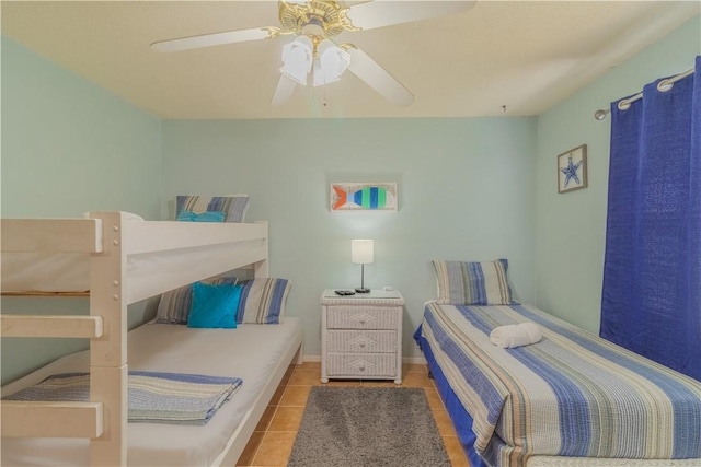 122 Palm Dr, Rockport, TX 78382 - bedroom featuring tile patterned flooring and ceiling fan