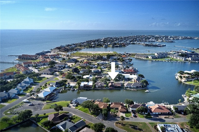 bird's eye view featuring a water view