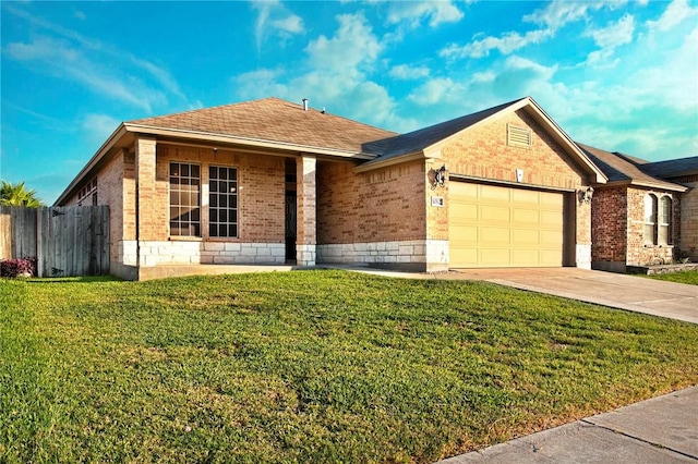 1012 Santa Catalina St, Portland, TX 78374 - ranch-style home featuring brick siding, an attached garage, concrete driveway, and roof with shingles