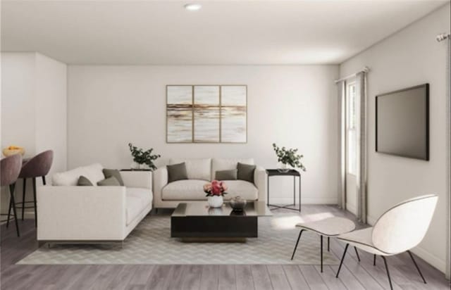 living room with light wood-type flooring