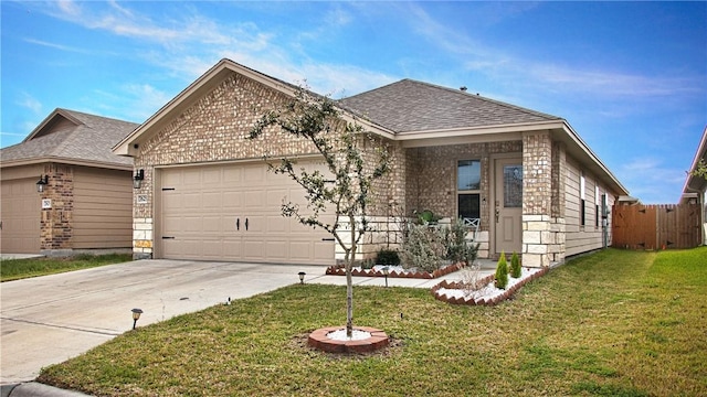 view of front facade featuring a garage and a front yard