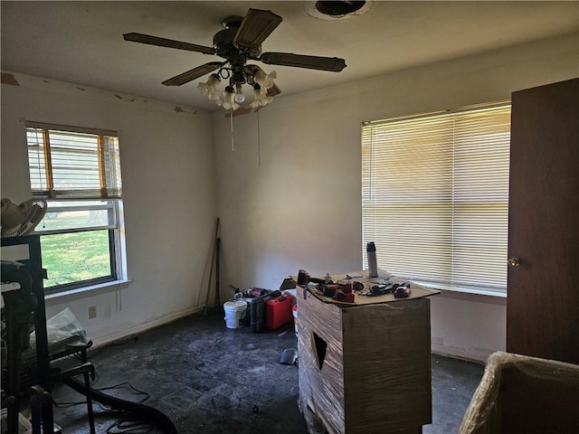 909 Johnson St, Woodsboro, TX 78393 - office area featuring carpet, healthy amount of natural light, and ceiling fan