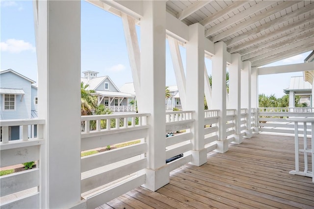 104 Still Water Dr, Port Aransas, TX 78373 - unfurnished sunroom with beamed ceiling and healthy amount of natural light