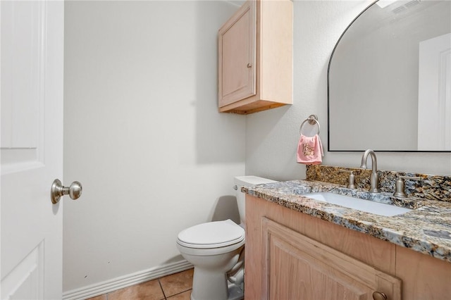 bathroom featuring tile patterned floors, toilet, and vanity