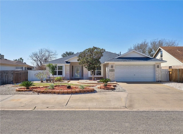 single story home with a garage