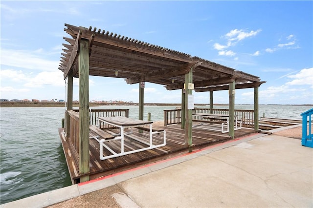 dock area featuring a water view