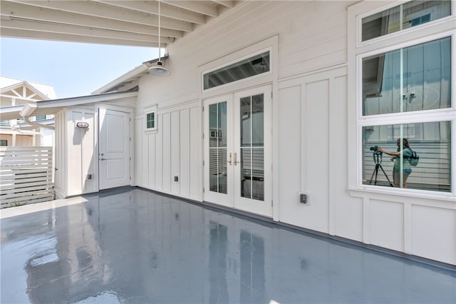 view of patio / terrace featuring french doors