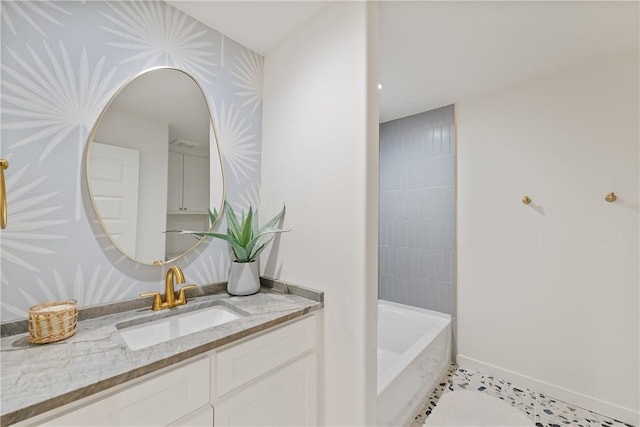 416 E Ave C Ave, Port Aransas, TX 78373 - full bathroom featuring vanity, baseboards, tile patterned floors, and bathtub / shower combination