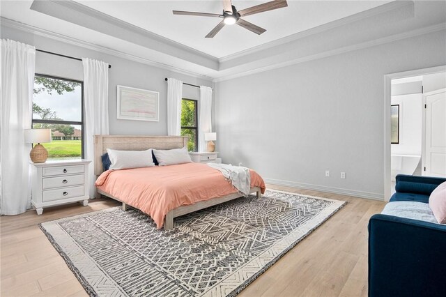 bedroom with baseboards, light carpet, and a ceiling fan