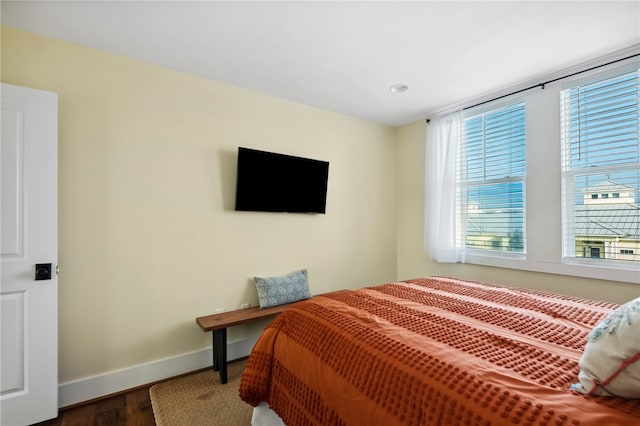 bedroom with wood-type flooring