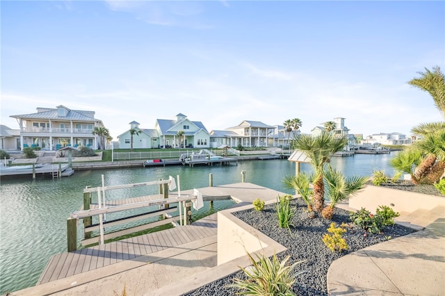 dock area featuring a water view