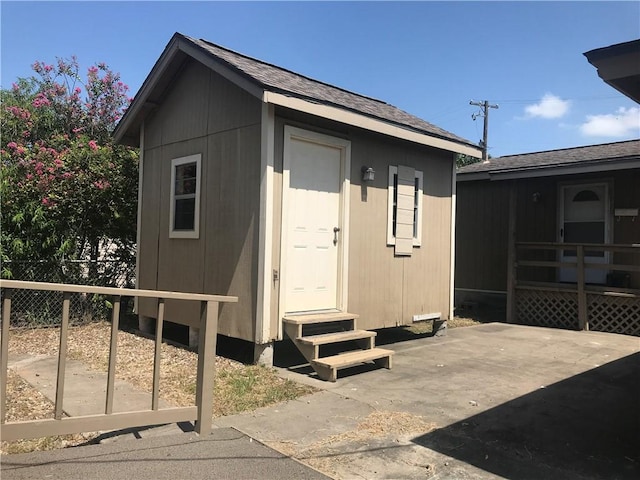 entrance to property with a patio area