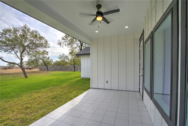 view of patio / terrace with a ceiling fan