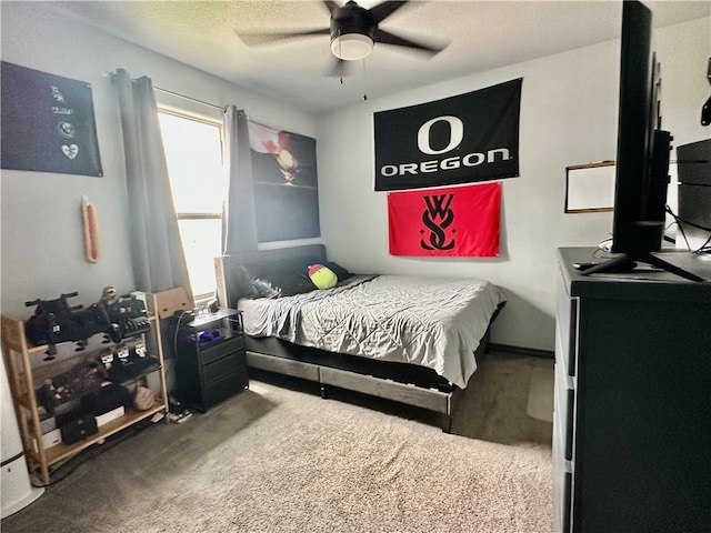8218 Barlovento St, Corpus Christi, TX 78414 - carpeted bedroom featuring ceiling fan and a textured ceiling