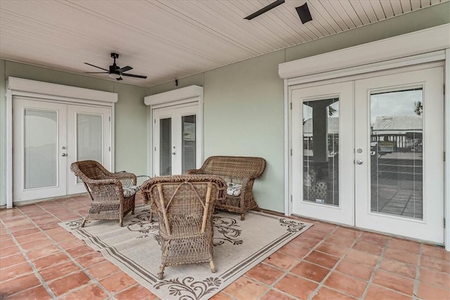 13530 Royal Fifth Ct, Corpus Christi, TX 78418 - view of patio / terrace featuring french doors and a ceiling fan