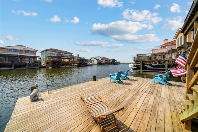 view of dock featuring a water view