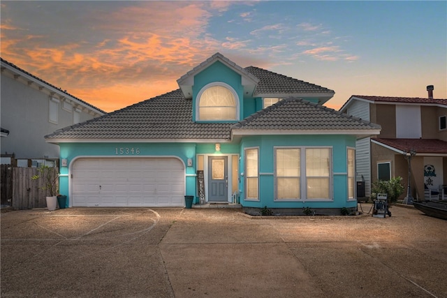 view of front facade featuring a garage