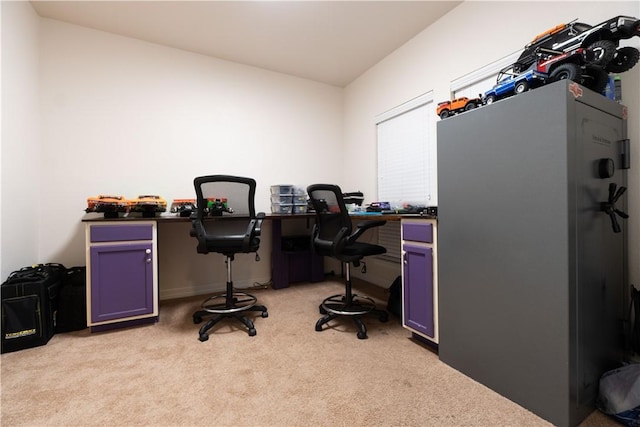 home office featuring light colored carpet