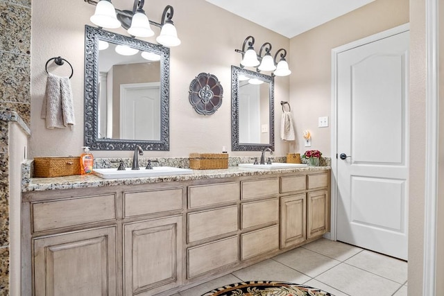 122 Bay Ct, Aransas Pass, TX 78336 - bathroom with tile patterned flooring and double vanity