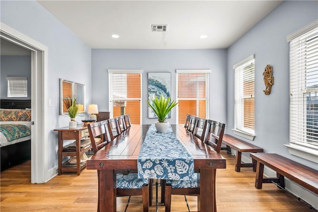 678 Anchor Dr, Port Aransas, TX 78373 - dining area with light wood-style floors and recessed lighting