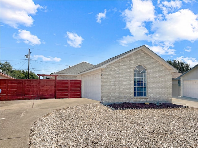 exterior space with a garage