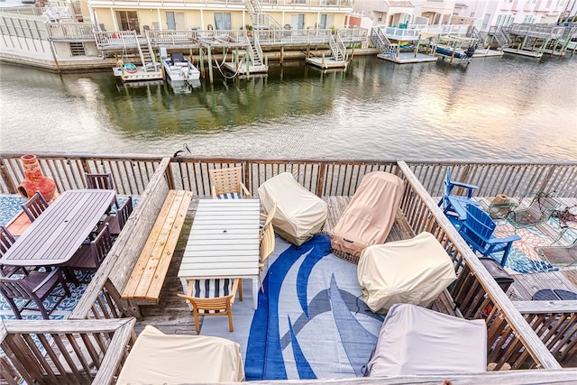 view of dock featuring a water view