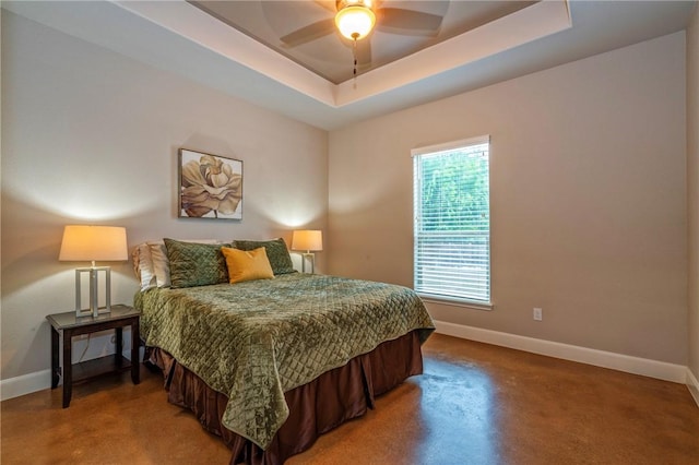 4609 Tuscan Way, Corpus Christi, TX 78410 - bedroom with a raised ceiling and a ceiling fan