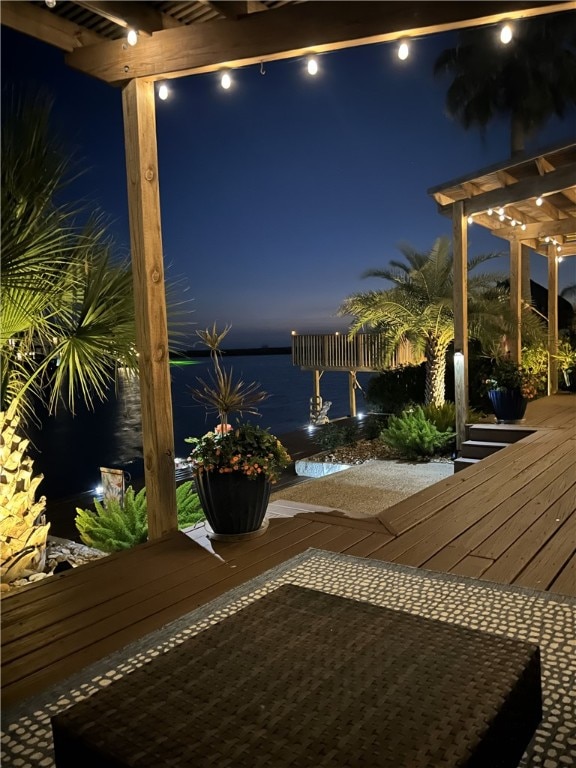 exterior space featuring a water view