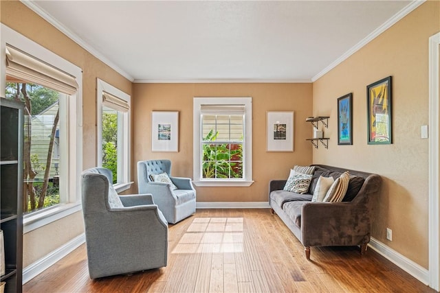 149 Rossiter St, Corpus Christi, TX 78411 - living area with wood finished floors, baseboards, and ornamental molding