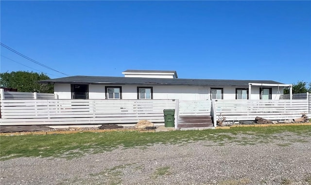 back of property with fence
