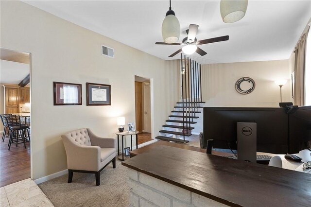 2641 Linn, Corpus Christi, TX 78410 - office space featuring a ceiling fan and baseboards