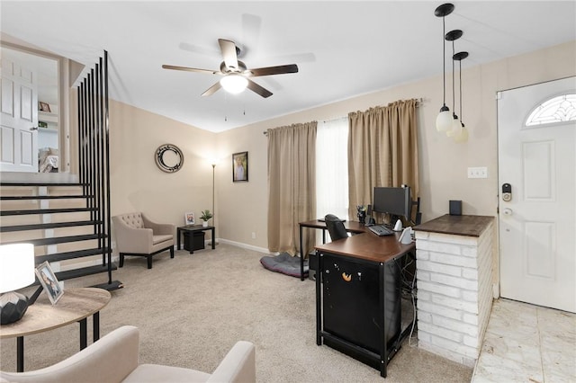 2641 Linn, Corpus Christi, TX 78410 - office area with a ceiling fan and healthy amount of natural light
