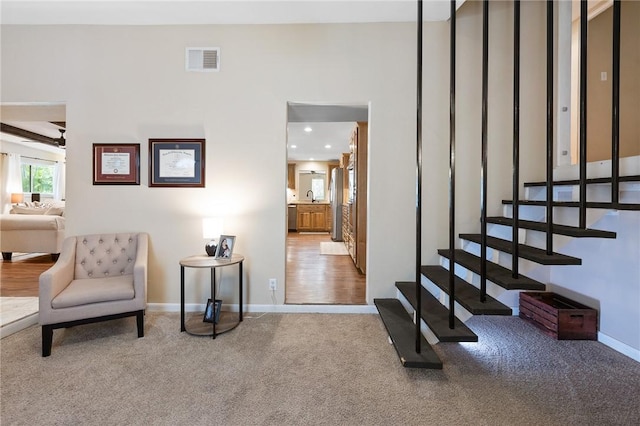 2641 Linn, Corpus Christi, TX 78410 - staircase featuring carpet floors and baseboards