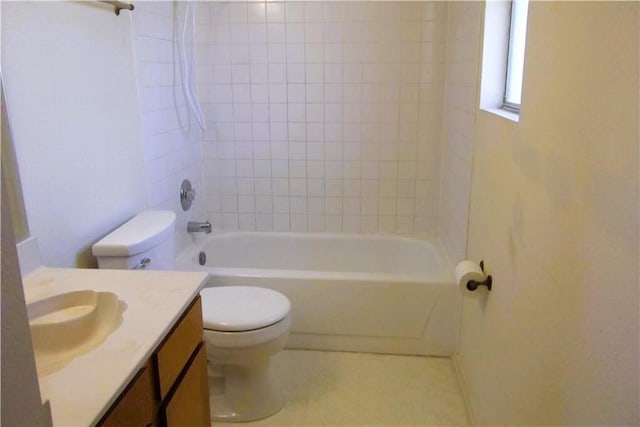 full bath featuring vanity and shower / bath combination